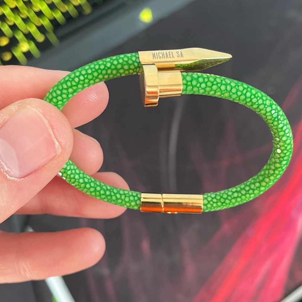 Michael Sa Green Men’s Python Bracelet - image 1
